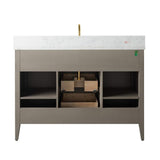 Vanity Art 48 in. W x 22 in. D x 34 in. H Single-Sink Bath Vanity in Driftwood Gray with Engineered Marble Top in Arabescato White