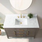 Vanity Art 48 in. W x 22 in. D x 34 in. H Single-Sink Bath Vanity in Driftwood Gray with Engineered Marble Top in Arabescato White