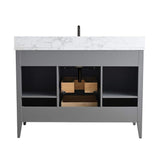 Vanity Art 48 in. W x 22 in. D x 34 in. H Single Sink Bathroom Vanity Cabinet in Cashmere Gray with Engineered Marble Top