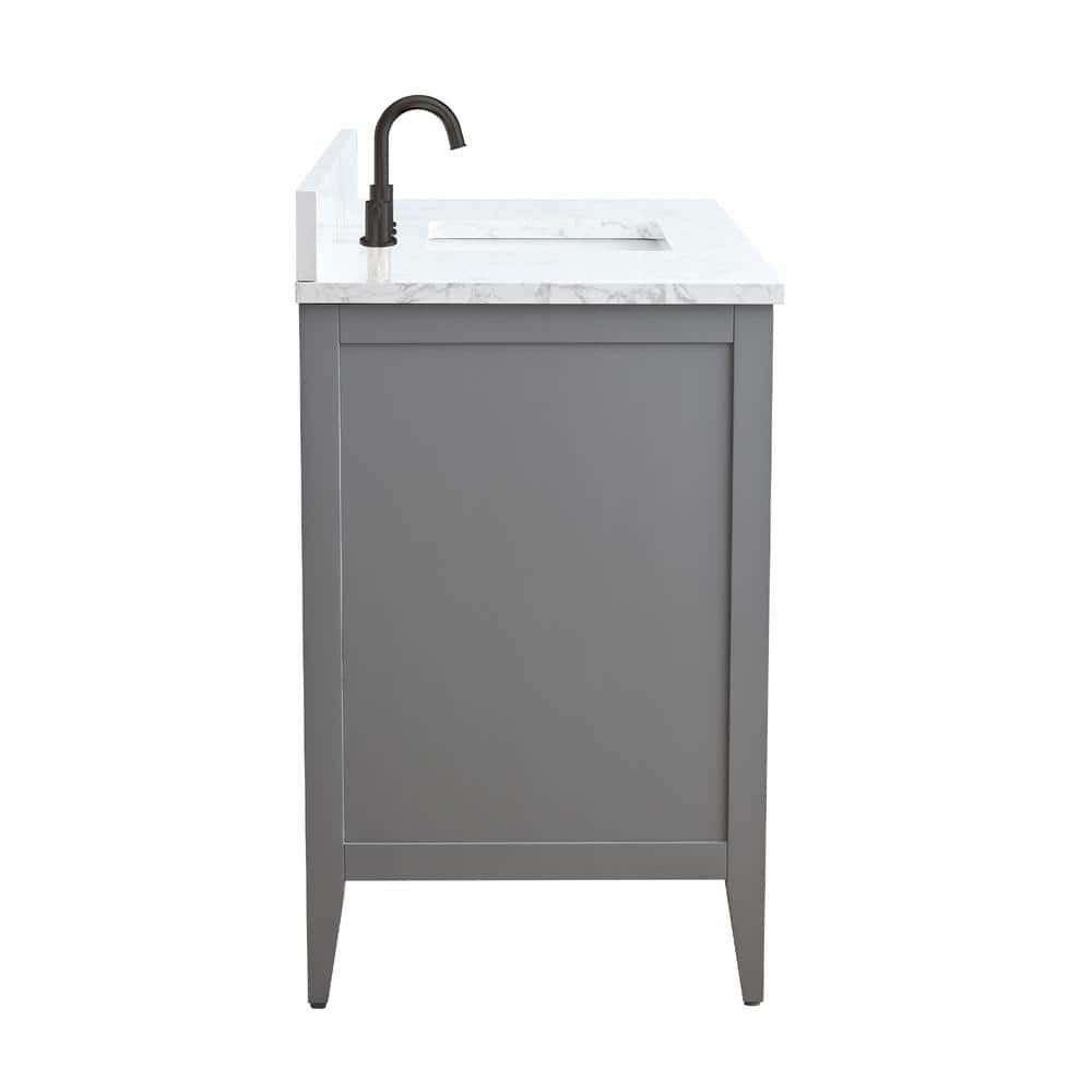 Vanity Art 48 in. W x 22 in. D x 34 in. H Single Sink Bathroom Vanity Cabinet in Cashmere Gray with Engineered Marble Top