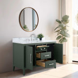 Vanity Art 48 in. W x 22 in. D x 34 in. H Single Sink Bathroom Vanity Cabinet in Vintage Green with Engineered Marble Top