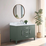 Vanity Art 48 in. W x 22 in. D x 34 in. H Single Sink Bathroom Vanity Cabinet in Vintage Green with Engineered Marble Top
