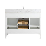 Vanity Art 48 in. W x 22 in. D x 34 in. H Single Sink Bathroom Vanity Cabinet in White with Engineered Marble Top
