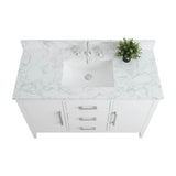 Vanity Art 48 in. W x 22 in. D x 34 in. H Single Sink Bathroom Vanity Cabinet in White with Engineered Marble Top