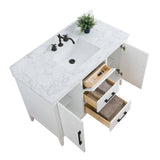 Vanity Art 48 in. W x 22 in. D x 34 in. H Single Sink Bathroom Vanity Cabinet in White with Engineered Marble Top