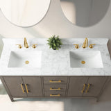 Vanity Art 60 in. W x 22 in. D x 34 in. H Double-Sink Bath Vanity in Driftwood Gray with Engineered Marble Top in Arabescato White