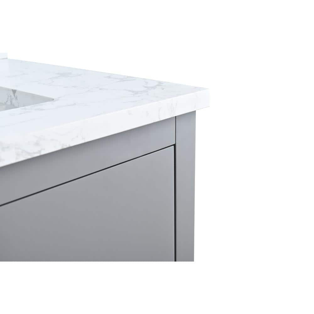 Vanity Art 60 in. W x 22 in. D x 34 in. H Double Sink Bathroom Vanity Cabinet in Cashmere Gray with Engineered Marble Top in White