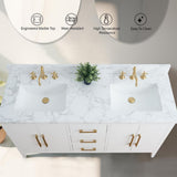 Vanity Art 60 in. W x 22 in. D x 34 in. H Double Sink Bathroom Vanity Cabinet in White with Engineered Marble Top in White