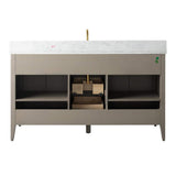 Vanity Art 60 in. W x 22 in. D x 34 in. H Single-Sink Bath Vanity in Driftwood Gray with Engineered Marble Top in Arabescato White