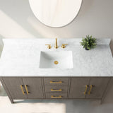 Vanity Art 60 in. W x 22 in. D x 34 in. H Single-Sink Bath Vanity in Driftwood Gray with Engineered Marble Top in Arabescato White