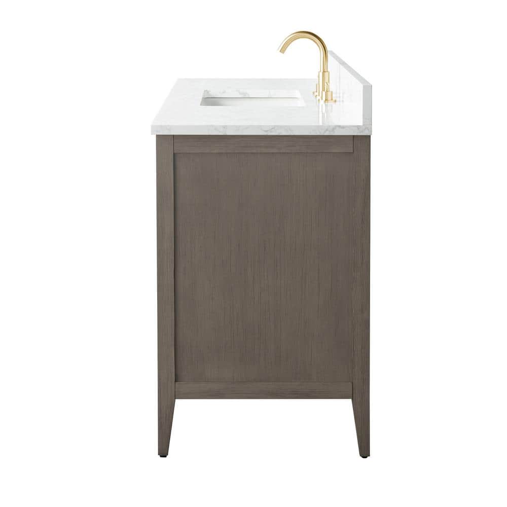 Vanity Art 60 in. W x 22 in. D x 34 in. H Single-Sink Bath Vanity in Driftwood Gray with Engineered Marble Top in Arabescato White