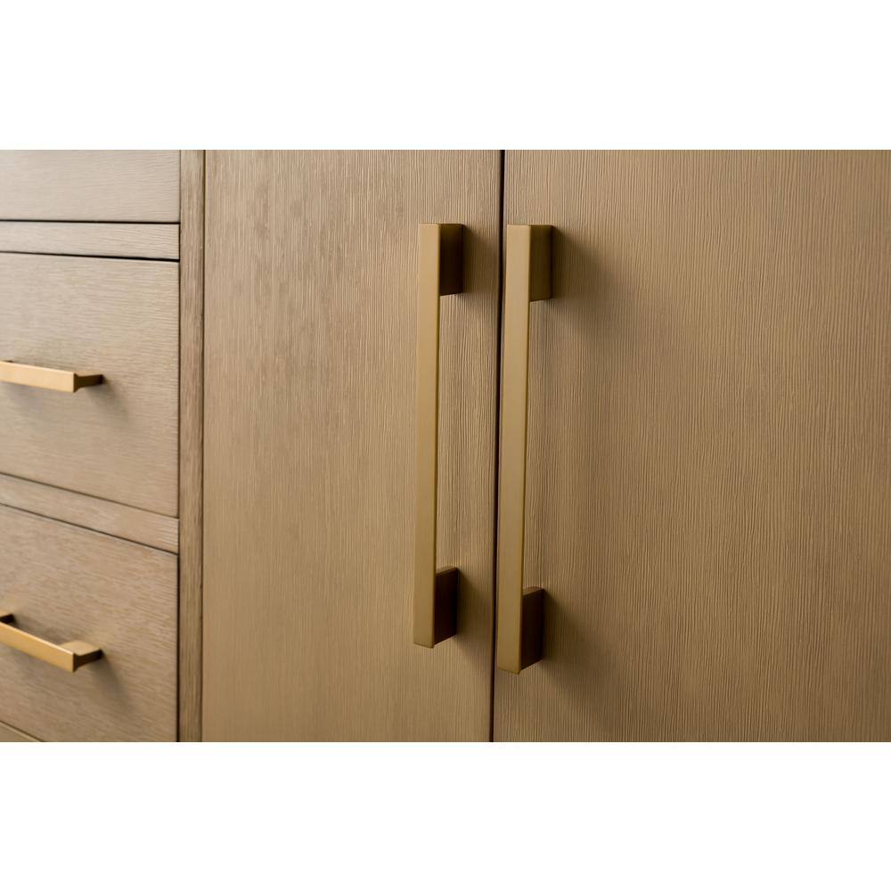 Vanity Art 60 in. W x 22 in. D x 34 in. H Single-Sink Bathroom Vanity in Natural Oak with Engineered Marble Top in Arabescato White