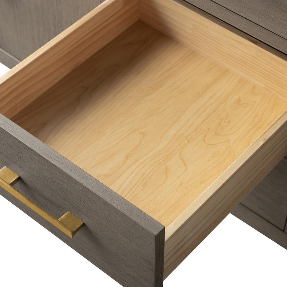 Vanity Art 72 in. W x 22 in. D x 34 in. H Double-Sink Bath Vanity Driftwood Gray with Engineered Marble Top in in Arabescato White