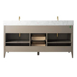 Vanity Art 72 in. W x 22 in. D x 34 in. H Double-Sink Bath Vanity Driftwood Gray with Engineered Marble Top in in Arabescato White