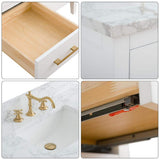 Vanity Art 72 in. W x 22 in. D x 34 in. H Double Sink Bathroom Vanity Cabinet in White with Engineered Marble Top