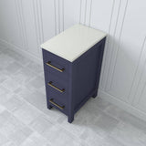 Vanity Art 12 in. W x 18.5 in. D x 30 in. H Bath Vanity Side Cabinet in Blue with Engineered Marble Top