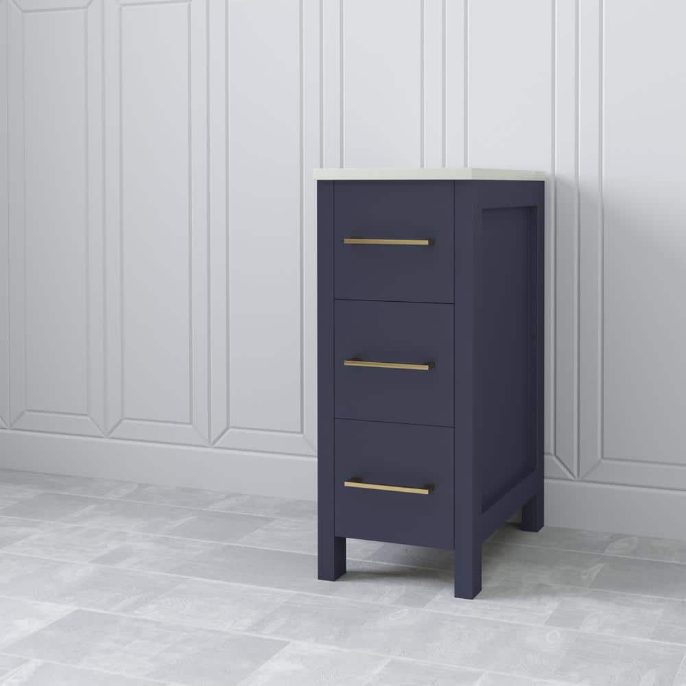 Vanity Art 12 in. W x 18.5 in. D x 30 in. H Bath Vanity Side Cabinet in Blue with Engineered Marble Top