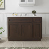 Vanity Art 51 in. W x 21 in. D x 32.5 in. H Bath Vanity Cabinet without Top in Brown