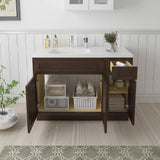 Vanity Art 51 in. W x 21 in. D x 32.5 in. H Bath Vanity Cabinet without Top in Brown