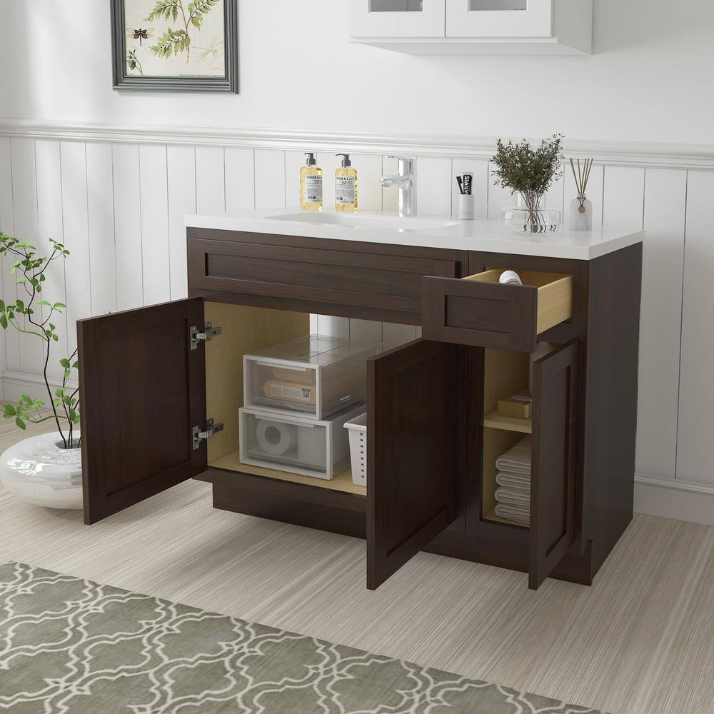 Vanity Art 51 in. W x 21 in. D x 32.5 in. H Bath Vanity Cabinet without Top in Brown