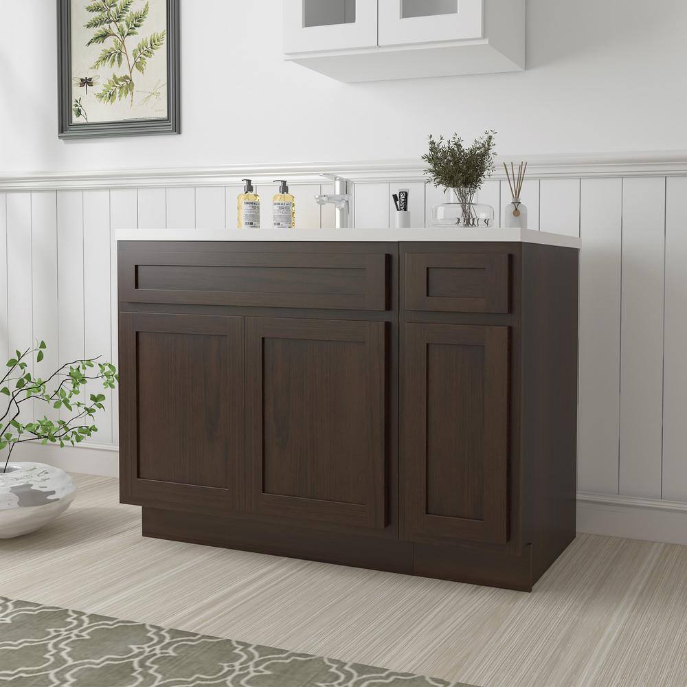 Vanity Art 51 in. W x 21 in. D x 32.5 in. H Bath Vanity Cabinet without Top in Brown