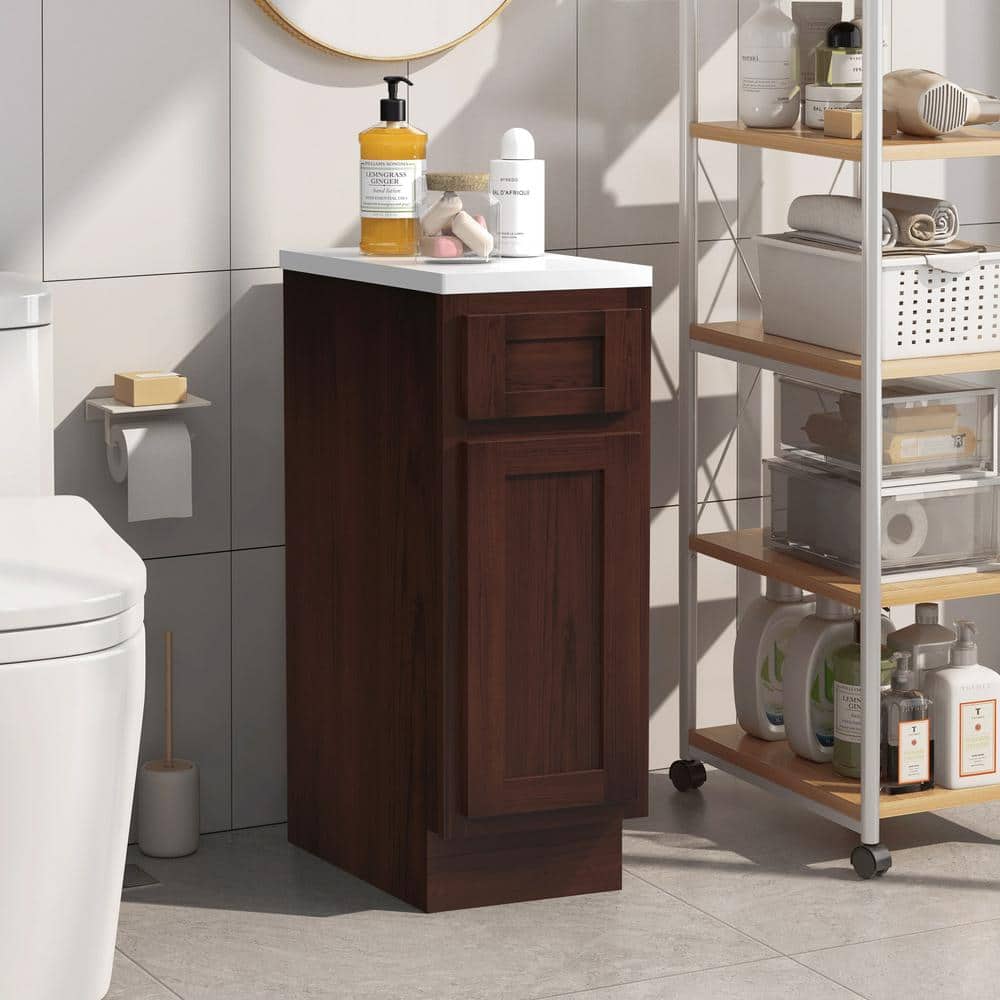 Vanity Art 12 in. W x 21 in. D x 32.5 in. H 1-Drawer Bath Vanity Cabinet Only in Brown