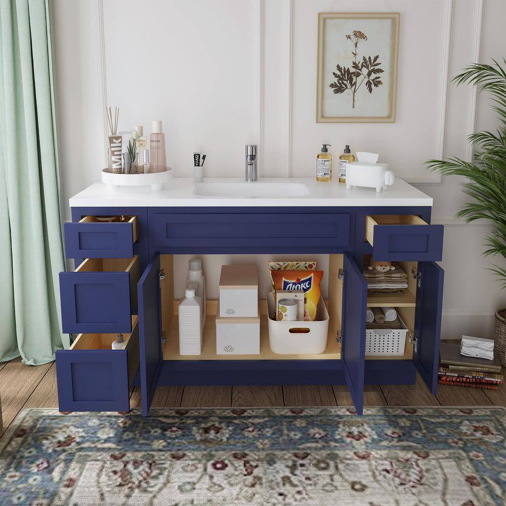 Vanity Art 57 in. W x 21 in. D x 32.5 in. H Bath Vanity Cabinet without Top in Blue