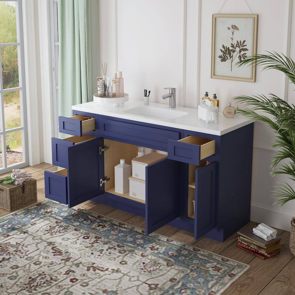 Vanity Art 57 in. W x 21 in. D x 32.5 in. H Bath Vanity Cabinet without Top in Blue