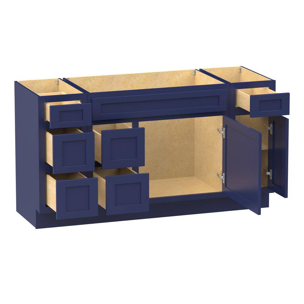 Vanity Art 60 in. W x 21 in. D x 32.5 in. H Bath Vanity Cabinet without Top in Blue