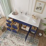 Vanity Art 60 in. W x 21 in. D x 32.5 in. H Bath Vanity Cabinet without Top in Blue