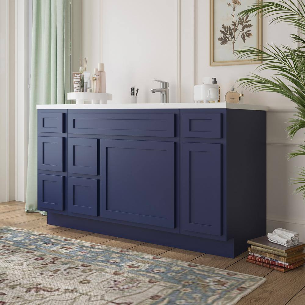 Vanity Art 60 in. W x 21 in. D x 32.5 in. H Bath Vanity Cabinet without Top in Blue