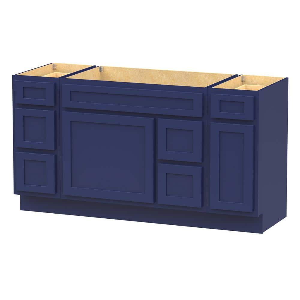 Vanity Art 60 in. W x 21 in. D x 32.5 in. H Bath Vanity Cabinet without Top in Blue