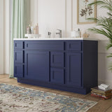 Vanity Art 60 in. W x 21 in. D x 32.5 in. H Bath Vanity Cabinet without Top in Blue