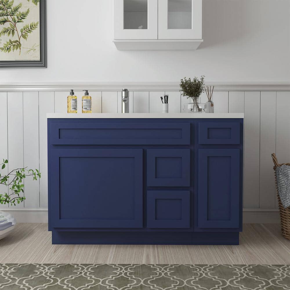 Vanity Art 48 in. W x 21 in. D x 32.5 in. H Bath Vanity Cabinet without Top in Blue