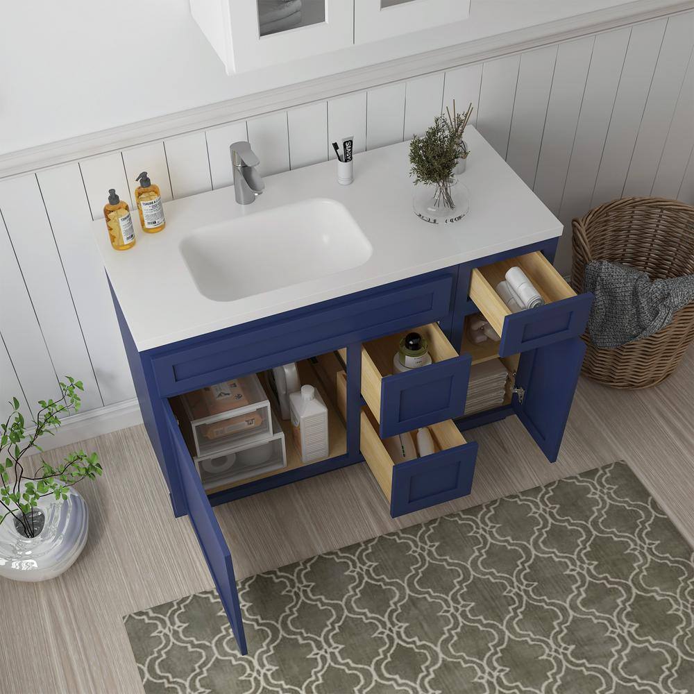 Vanity Art 48 in. W x 21 in. D x 32.5 in. H Bath Vanity Cabinet without Top in Blue