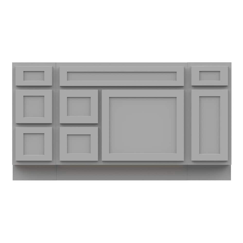 Vanity Art 60 in. W x 21 in. D x 32.5 in. H Bath Vanity Cabinet without Top in Gray