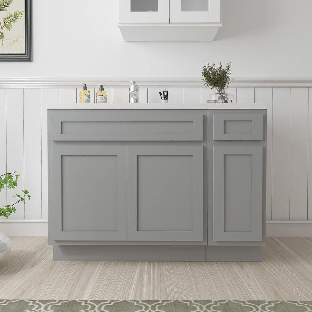 Vanity Art 42 in. W x 21 in. D x 32.5 in. H Bath Vanity Cabinet without Top in Gray