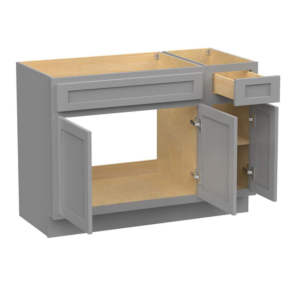 Vanity Art 42 in. W x 21 in. D x 32.5 in. H Bath Vanity Cabinet without Top in Gray