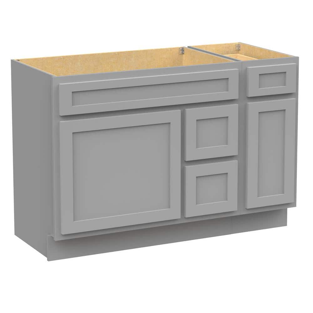 Vanity Art 48 in. W x 21 in. D x 32.5 in. H Bath Vanity Cabinet without Top in Gray
