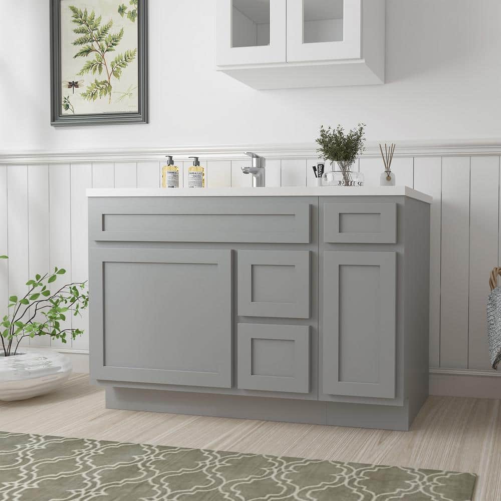 Vanity Art 48 in. W x 21 in. D x 32.5 in. H Bath Vanity Cabinet without Top in Gray