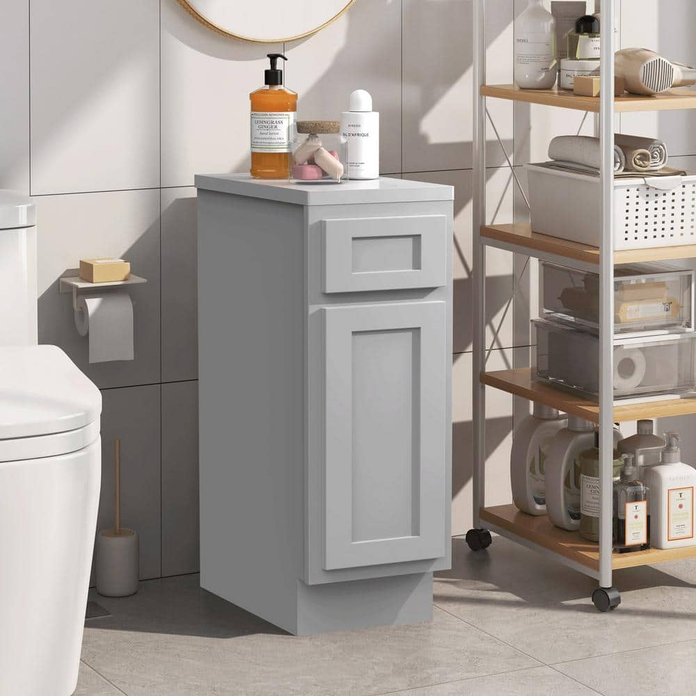 Vanity Art 12 in. W x 21 in. D x 32.5 in. H 1-Drawer Bath Vanity Cabinet Only in Gray