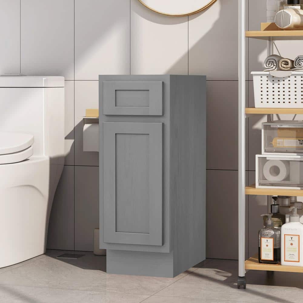 Vanity Art 12 in. W x 21 in. D x 32.5 in. H 1-Drawer Bath Vanity Cabinet without Top in Silver