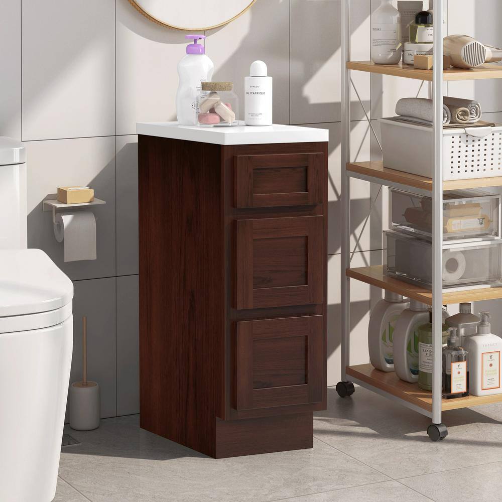 Vanity Art 12 in. W x 21 in. D x 32.5 in. H 3-Drawers Bath Vanity Cabinet Only in Brown
