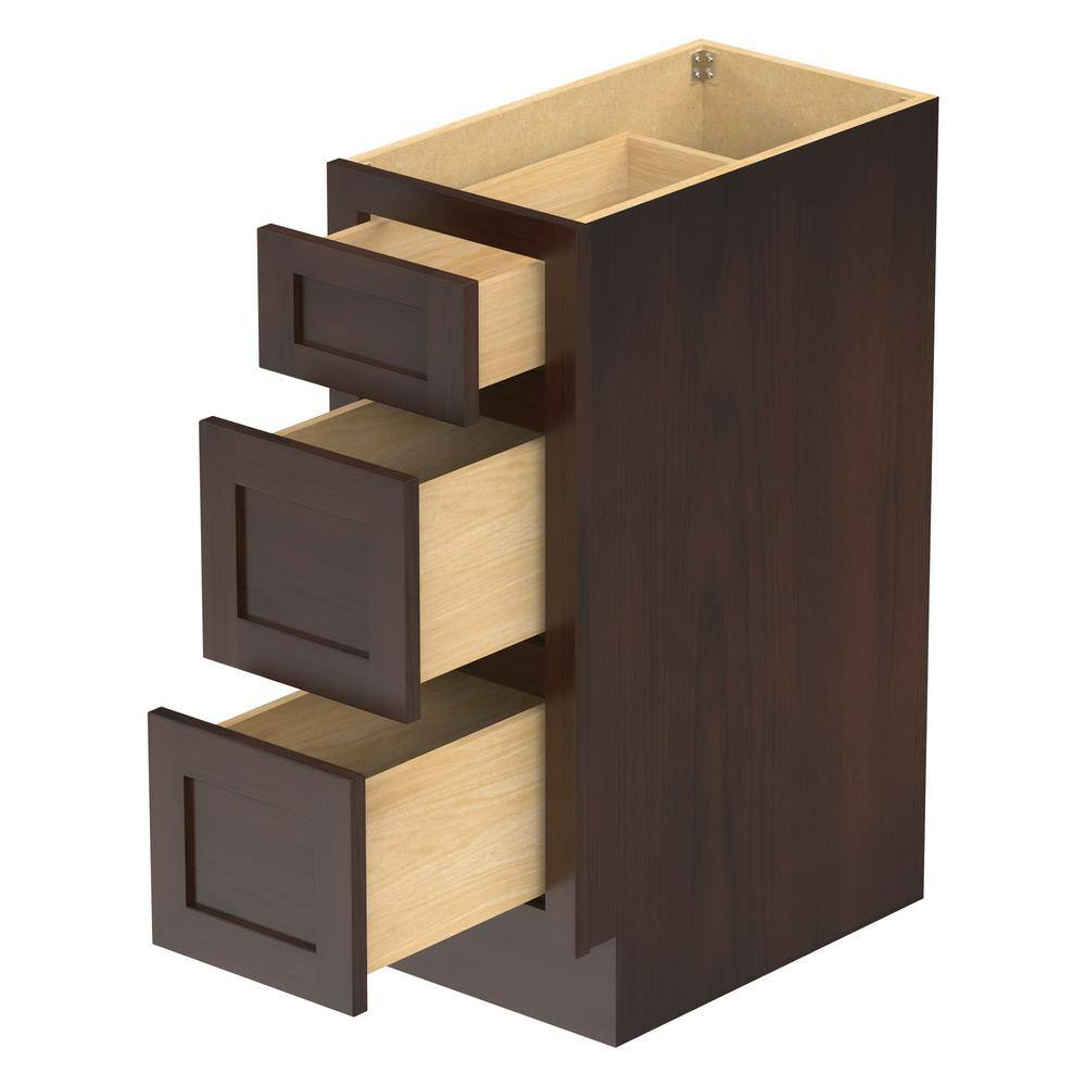 Vanity Art 12 in. W x 21 in. D x 32.5 in. H 3-Drawers Bath Vanity Cabinet Only in Brown