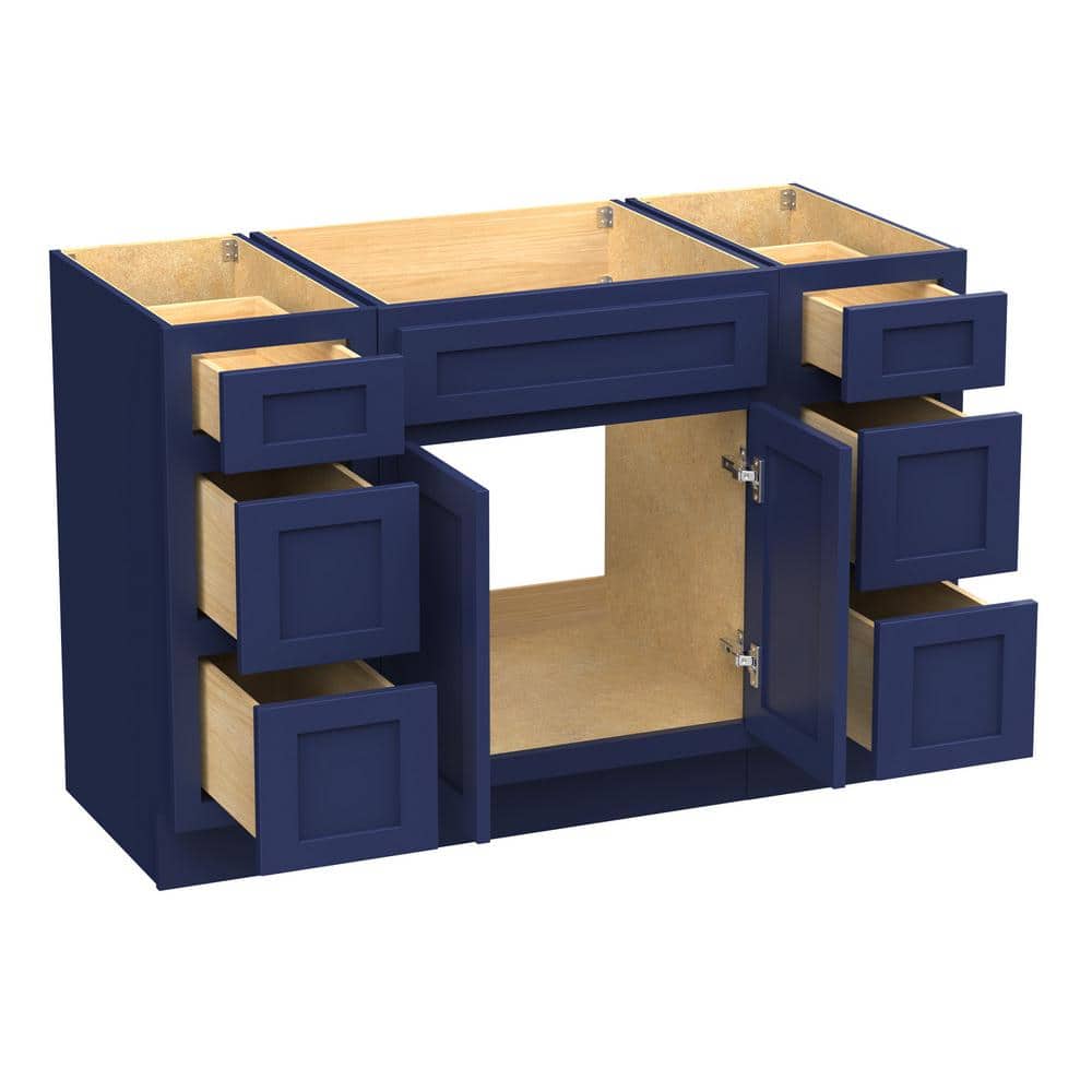 Vanity Art 54 in. W x 21 in. D x 32.5 in. H Bath Vanity Cabinet without Top in Blue