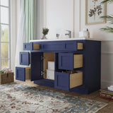 Vanity Art 54 in. W x 21 in. D x 32.5 in. H Bath Vanity Cabinet without Top in Blue