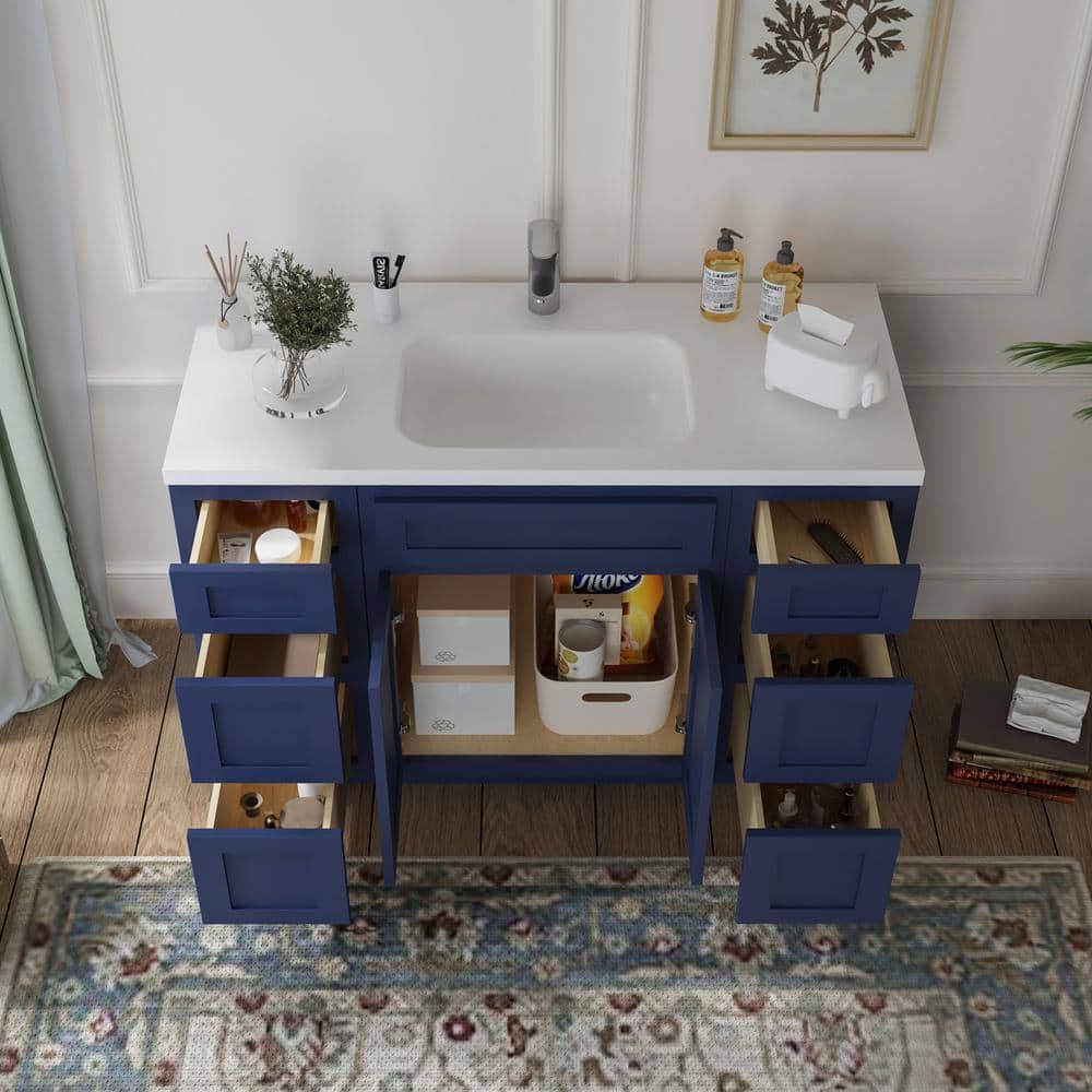 Vanity Art 54 in. W x 21 in. D x 32.5 in. H Bath Vanity Cabinet without Top in Blue