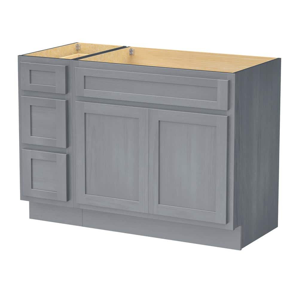 Vanity Art 42 in. W x 21 in. D x 32.5 in. H Bath Vanity Cabinet without Top in Silver