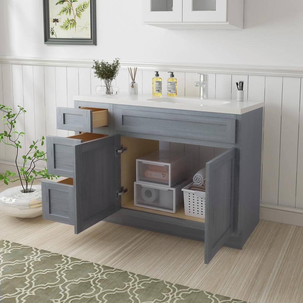 Vanity Art 42 in. W x 21 in. D x 32.5 in. H Bath Vanity Cabinet without Top in Silver