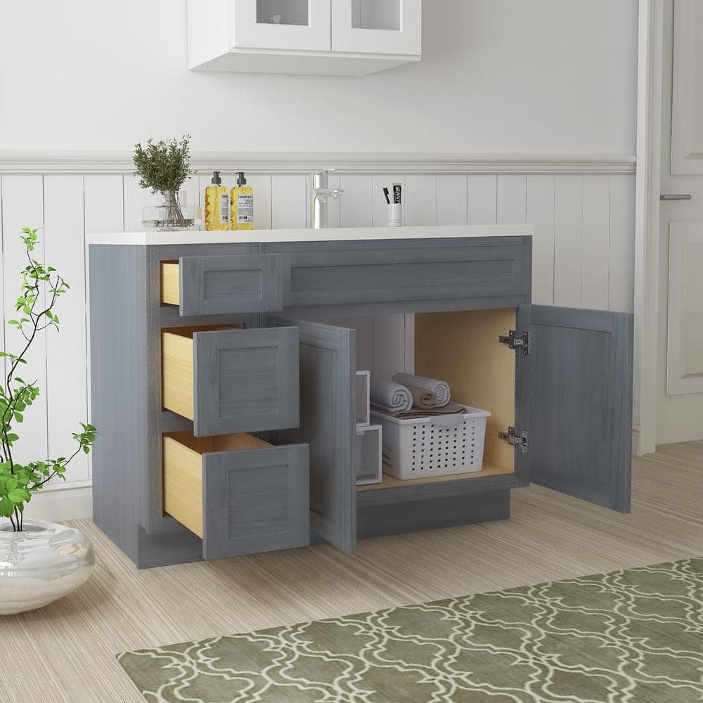 Vanity Art 42 in. W x 21 in. D x 32.5 in. H Bath Vanity Cabinet without Top in Silver